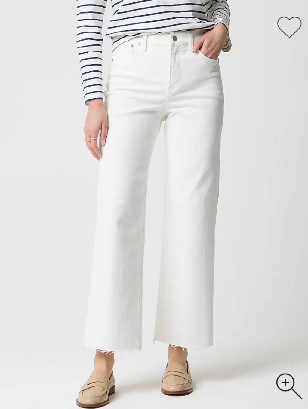 J.Crew Wide Leg Cropped Jean All Day Stretch White Size 28